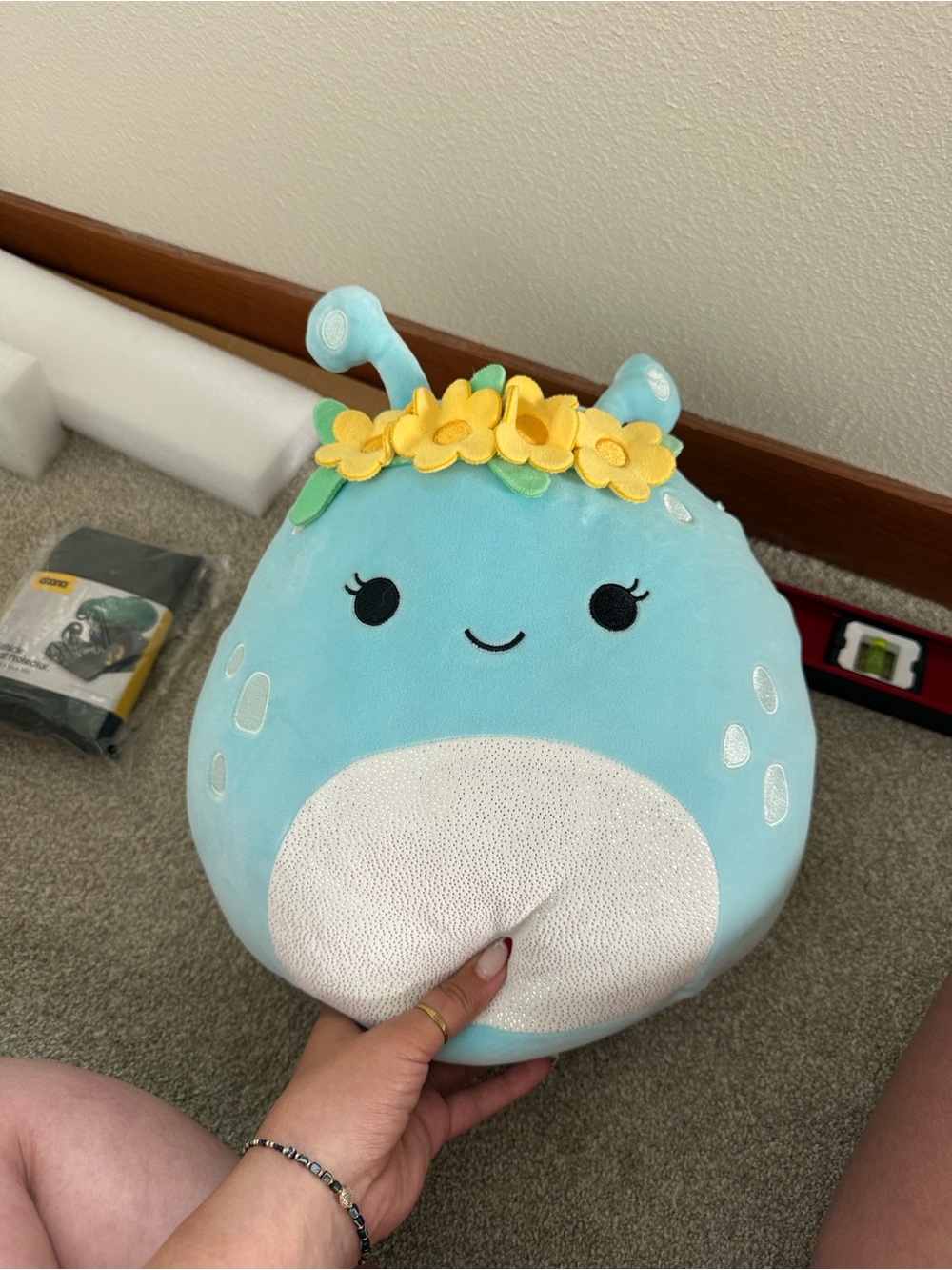 Squishmallow Blue Bug/Alien with Flower Crown